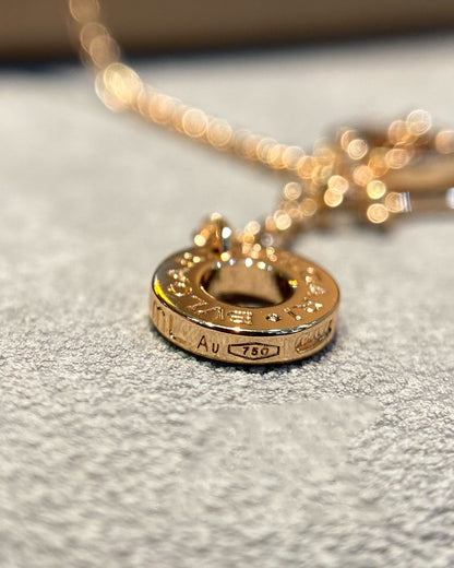[⭐Marins]DREAM MOP DIAMOND PAVED PINK GOLD NECKLACE