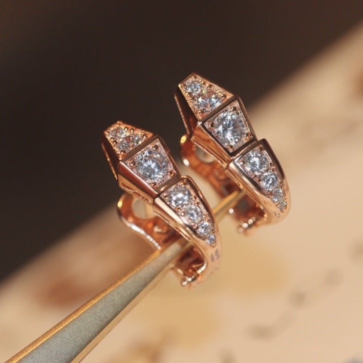 [⭐Marins]SERPENT PINK GOLD DIAMOND EARRINGS