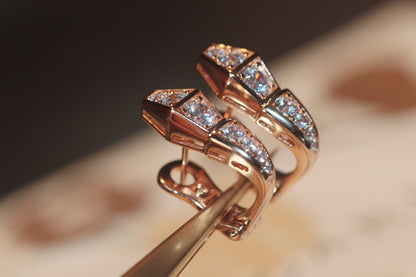 [⭐Marins]SERPENT PINK GOLD DIAMOND EARRINGS