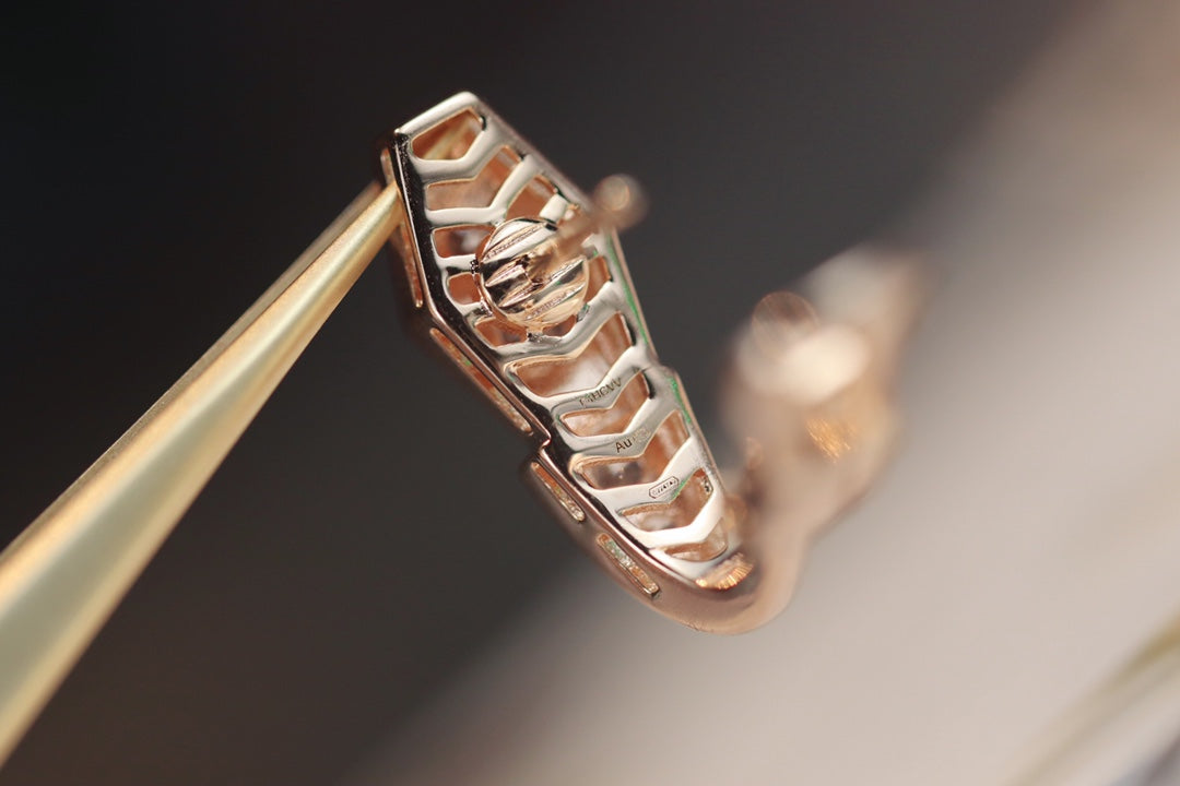 [⭐Marins]SERPENT PINK GOLD DIAMOND EARRINGS