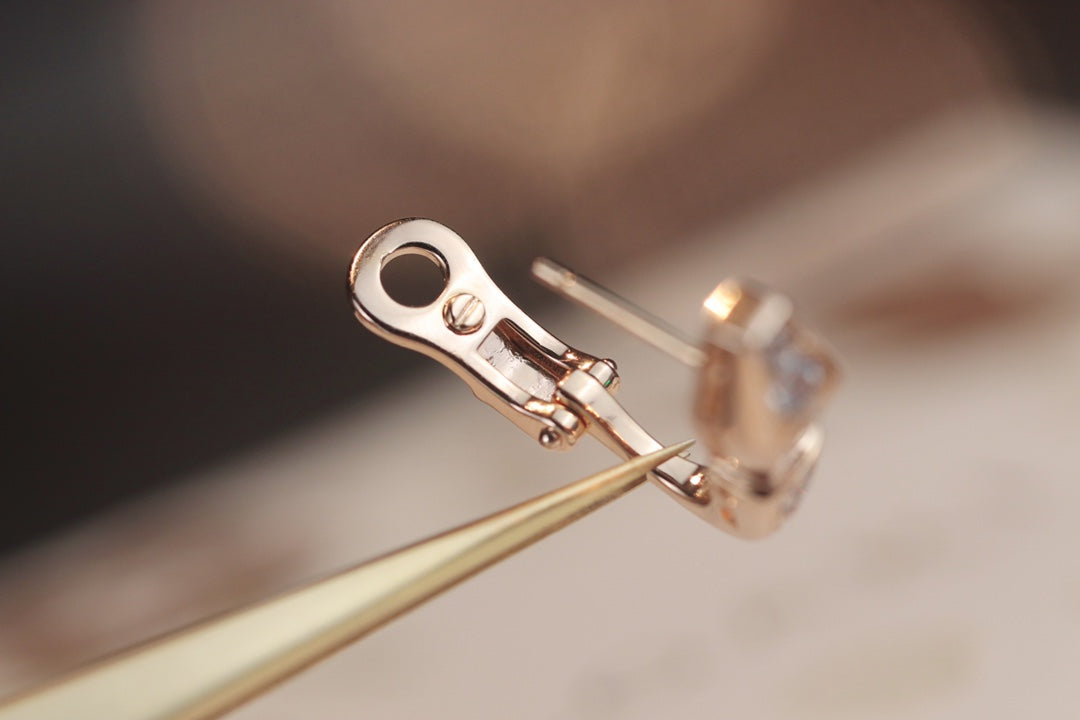 [⭐Marins]SERPENT PINK GOLD DIAMOND EARRINGS