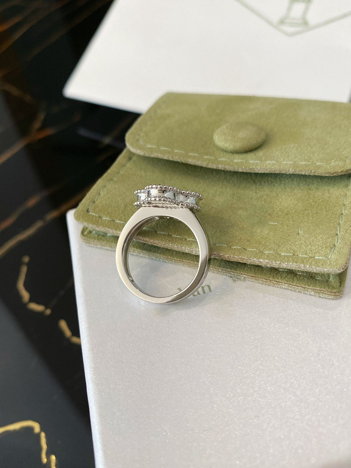 [Marin-Bijoux]BAGUE TRÈFLE ARGENT