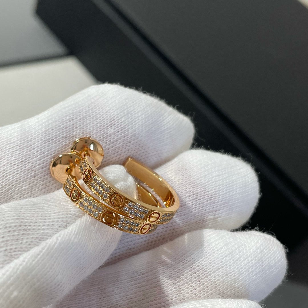 [Marin-Jewelry]LOVE DIAMOND PINK GOLD HOOP EARRINGS