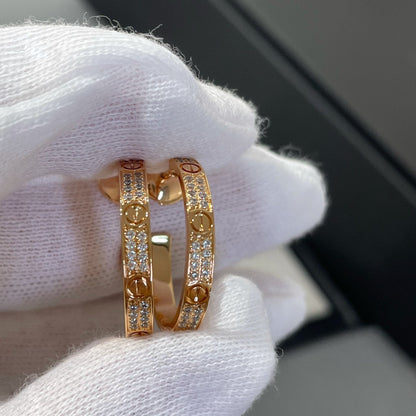 [Marin-Jewelry]LOVE DIAMOND PINK GOLD HOOP EARRINGS