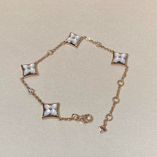 [Marin-Jewelry]STAR 4 MOTIF MOP DIAMOND PINK GOLD BRACELET