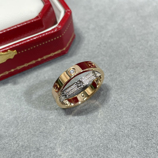 [Marin-Jewelry]LOVE PINK GOLD SILVER DIAMOND DOUBLE RING