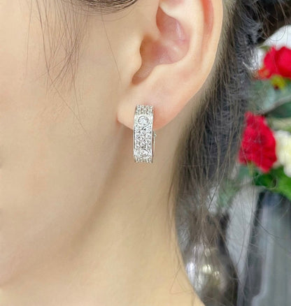 [Marin-Jewelry]LOVE 5.5MM DIAMOND PAVED EARRINGS