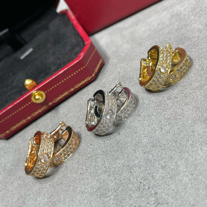 [Marin-Jewelry]LOVE 5.5MM DIAMOND PAVED EARRINGS