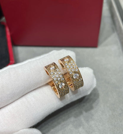 [Marin-Jewelry]LOVE 5.5MM DIAMOND PAVED EARRINGS