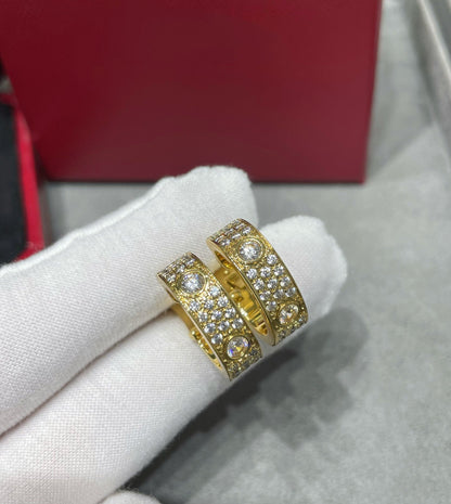[Marin-Jewelry]LOVE 5.5MM DIAMOND PAVED EARRINGS