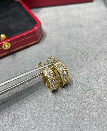 [Marin-Jewelry]LOVE 5.5MM DIAMOND PAVED EARRINGS