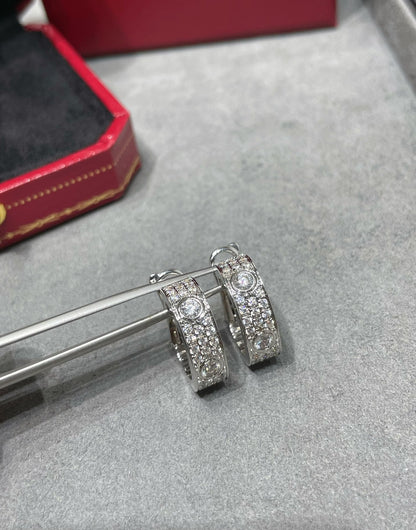 [Marin-Jewelry]LOVE 5.5MM DIAMOND PAVED EARRINGS