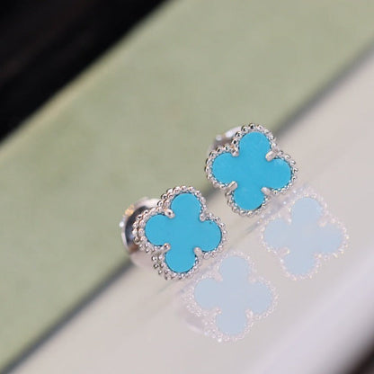 [Marin-Jewelry]CLOVER MINI TURQUOISE SILVER STUD EARRINGS
