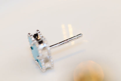 [Marin-Jewelry]CLOVER MINI TURQUOISE SILVER STUD EARRINGS