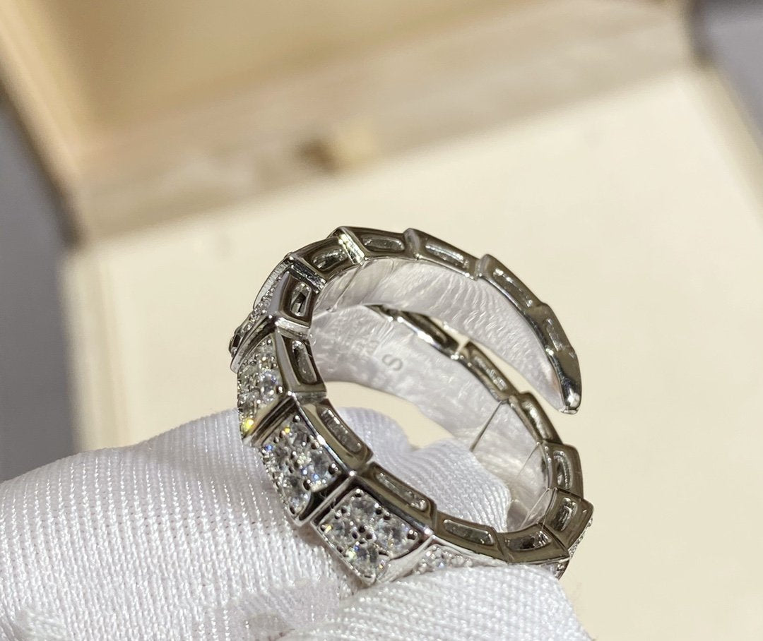 [⭐Marins]SERPENTI RING SILVER DIAMOND PAVED