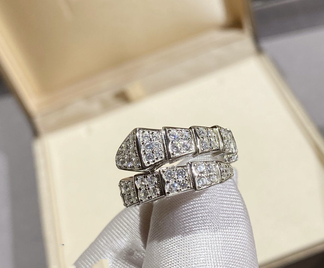 [⭐Marins]SERPENTI RING SILVER DIAMOND PAVED