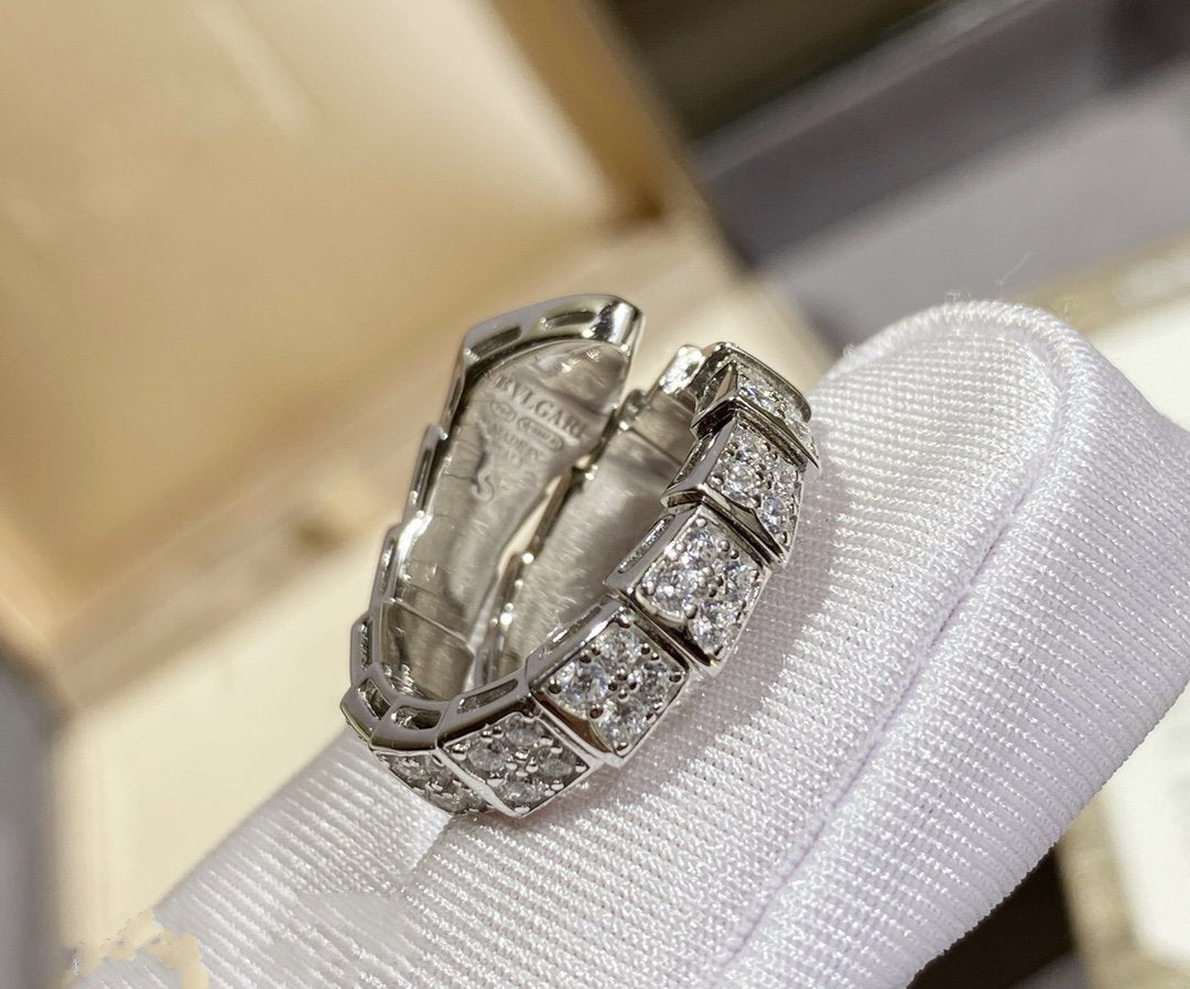 [⭐Marins]SERPENTI RING SILVER DIAMOND PAVED
