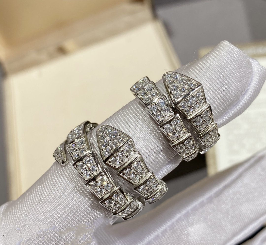 [⭐Marins]SERPENTI RING SILVER DIAMOND PAVED