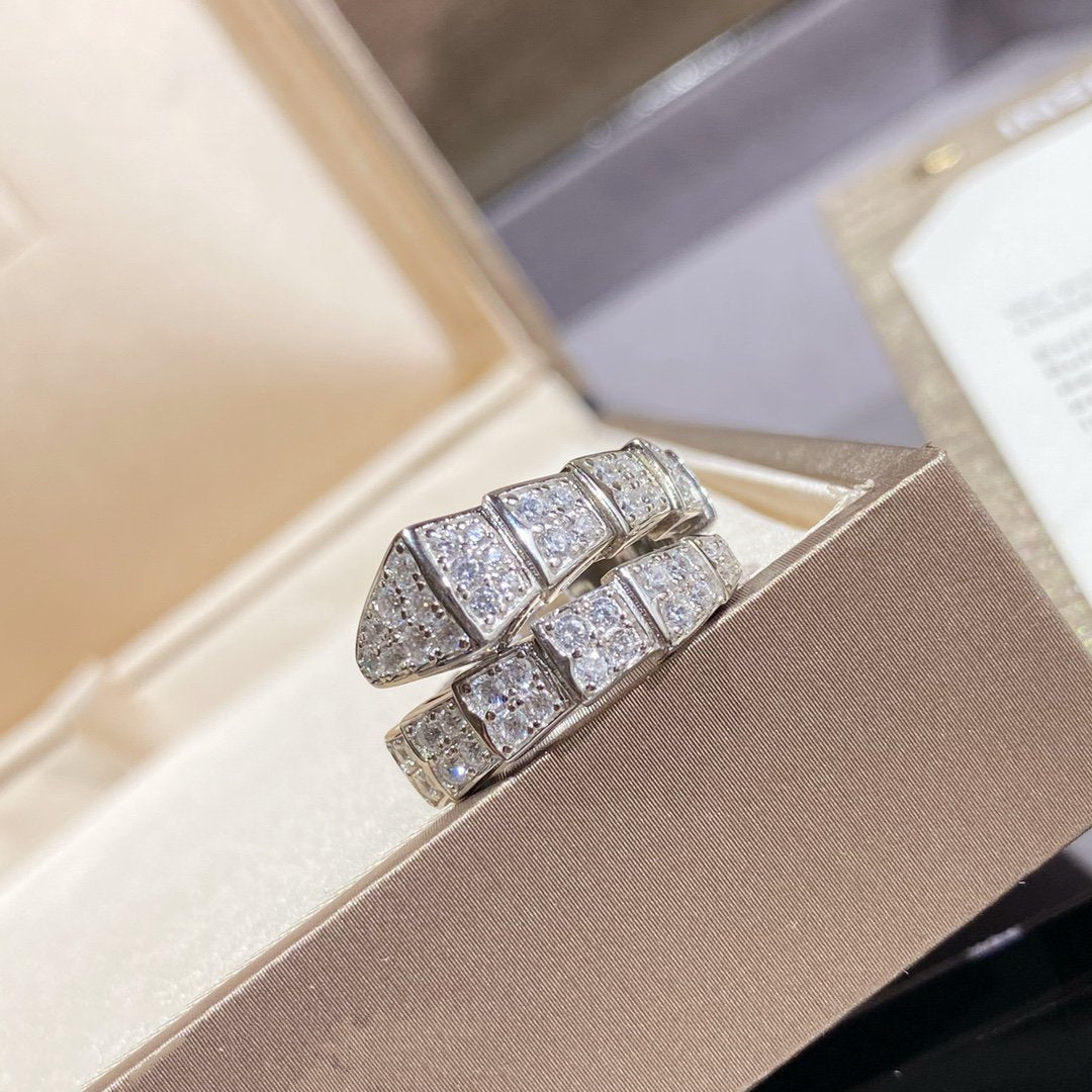 [⭐Marins]SERPENTI RING SILVER DIAMOND PAVED
