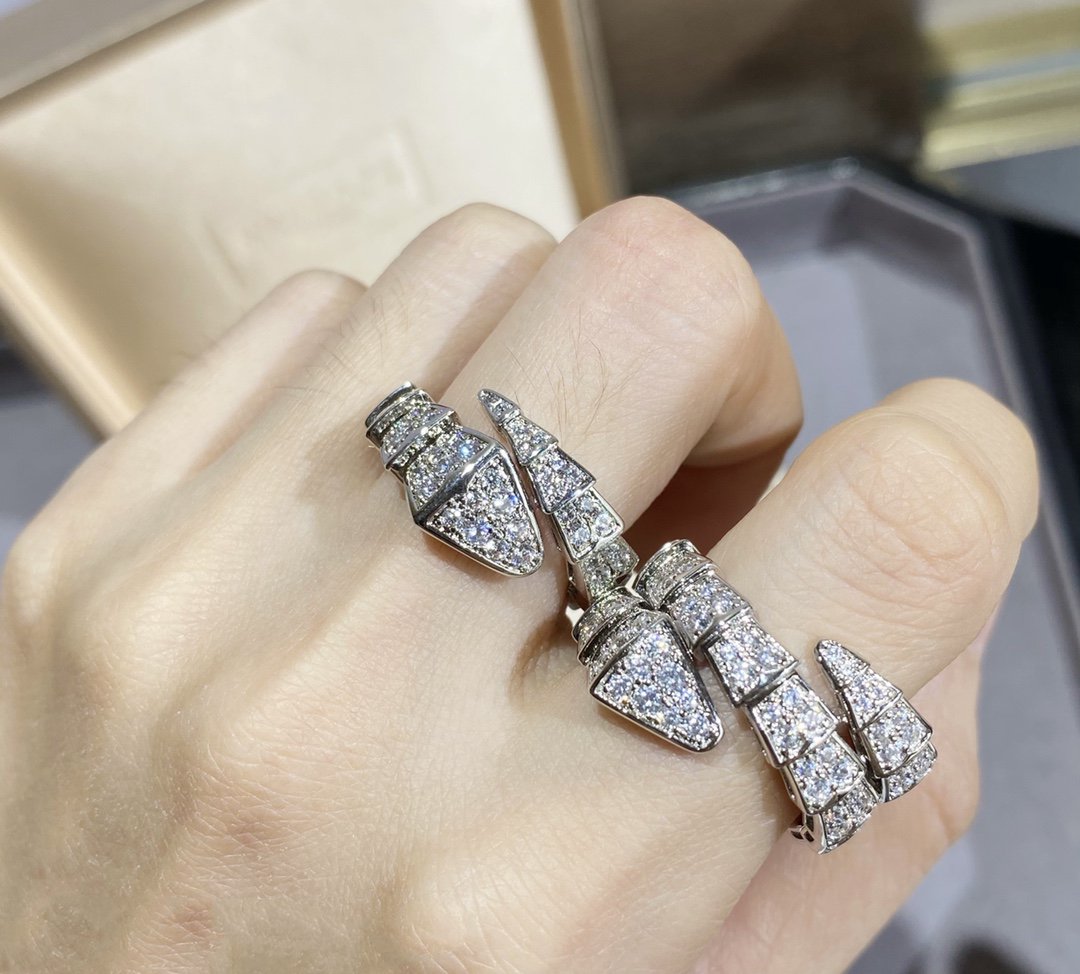 [⭐Marins]SERPENTI LARGE RING SILVER DIAMOND PAVED