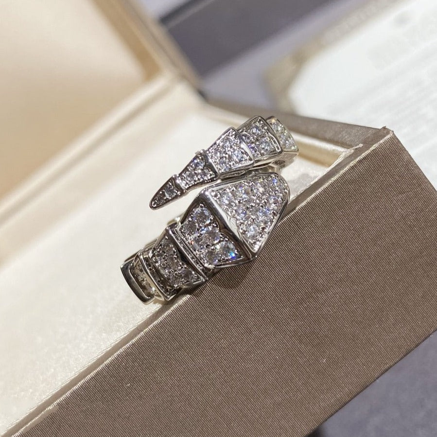 [⭐Marins]SERPENTI LARGE RING SILVER DIAMOND PAVED