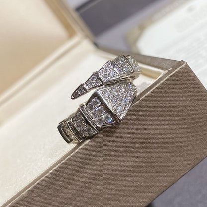 [⭐Marins]SERPENTI LARGE RING SILVER DIAMOND PAVED