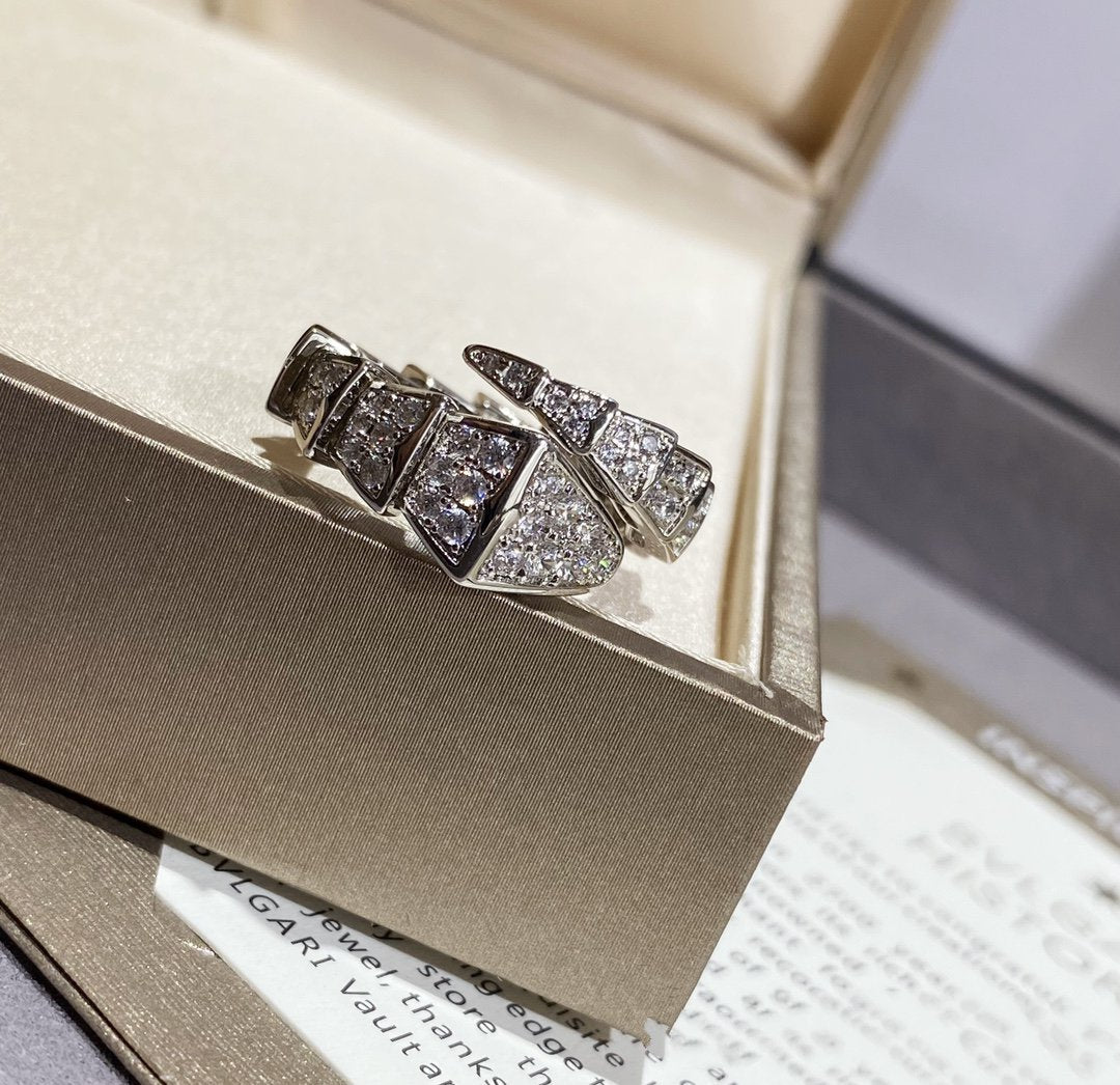 [⭐Marins]SERPENTI LARGE RING SILVER DIAMOND PAVED