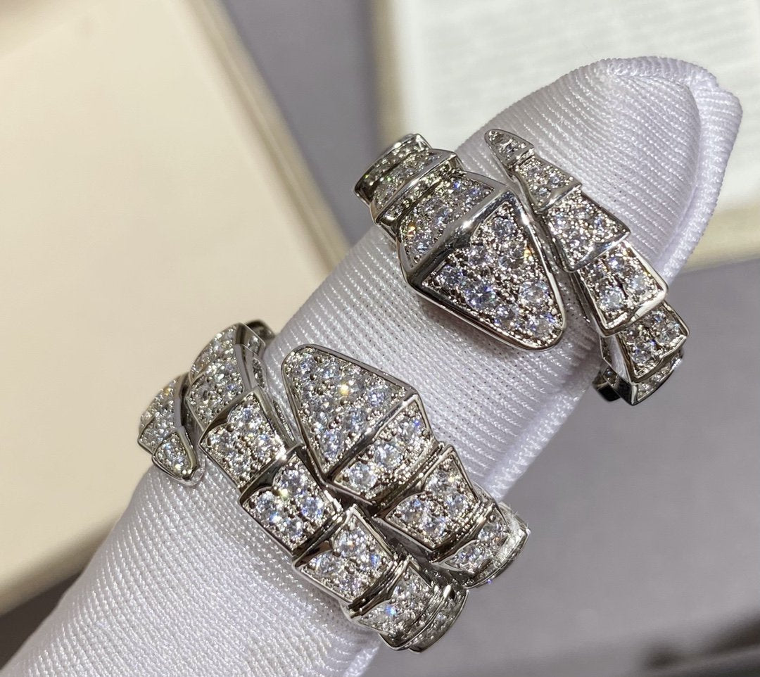 [⭐Marins]SERPENTI LARGE RING SILVER DIAMOND PAVED