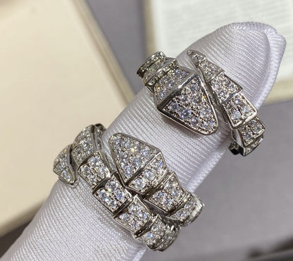 [⭐Marins]SERPENTI LARGE RING SILVER DIAMOND PAVED