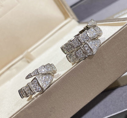 [⭐Marins]SERPENTI LARGE RING SILVER DIAMOND PAVED