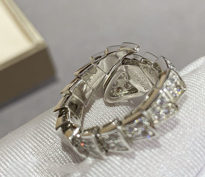 [⭐Marins]SERPENTI LARGE RING SILVER DIAMOND PAVED