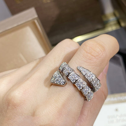 [⭐Marins]SERPENTI DOUBLE RING SILVER DIAMOND PAVED