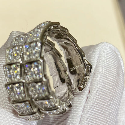 [⭐Marins]SERPENTI DOUBLE RING SILVER DIAMOND PAVED