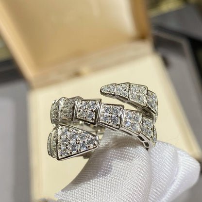 [⭐Marins]SERPENTI DOUBLE RING SILVER DIAMOND PAVED