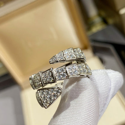 [⭐Marins]SERPENTI DOUBLE RING SILVER DIAMOND PAVED