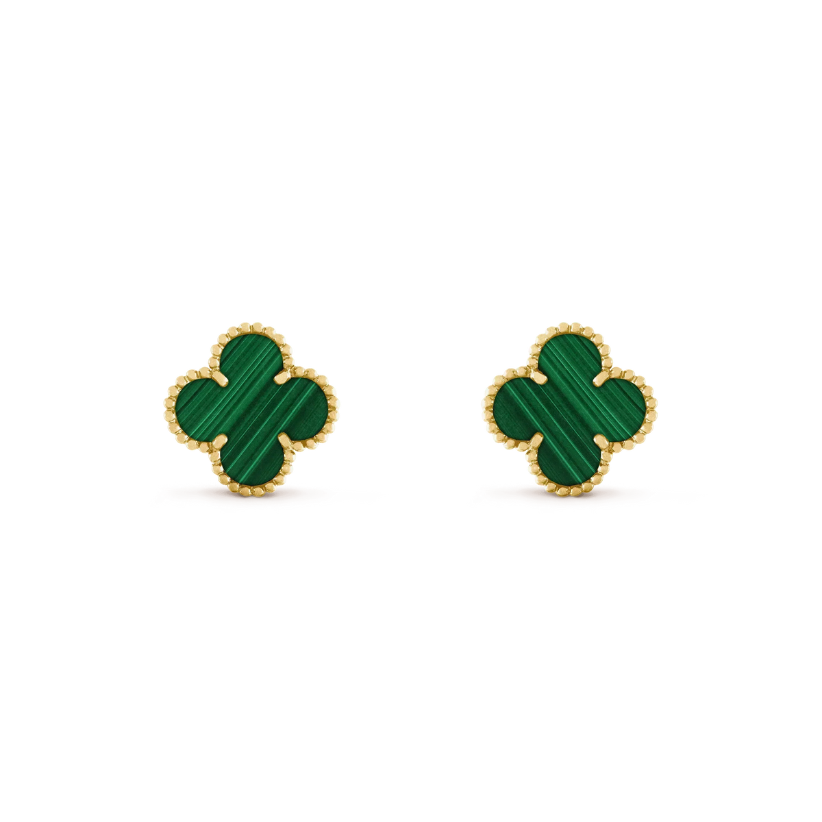 [Marin-Jewelry]CLOVER MEDIUM 1 MOTIFS MALACHITE  EARRINGS