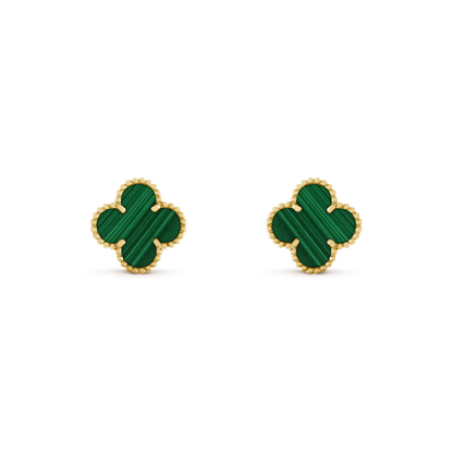 [Marin-Jewelry]CLOVER MEDIUM 1 MOTIFS MALACHITE  EARRINGS