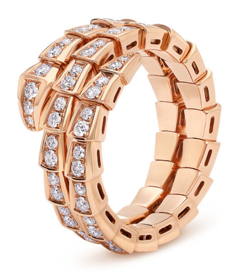 [⭐Marins]SERPENTI RING PINK GOLD DIAMOND DOUBLE ROW