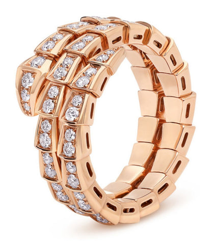 [⭐Marins]SERPENTI RING PINK GOLD DIAMOND DOUBLE ROW