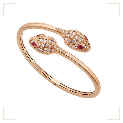 [⭐Marins]SERPENTI BRACELET PINK GOLD DIAMOND DOUBLE SNAKE