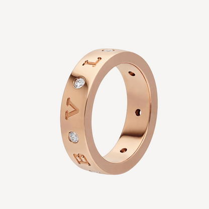 [⭐Marins]ZERO 1 ESSENTIAL PINK GOLD BAND WITH DIAMONDS RING