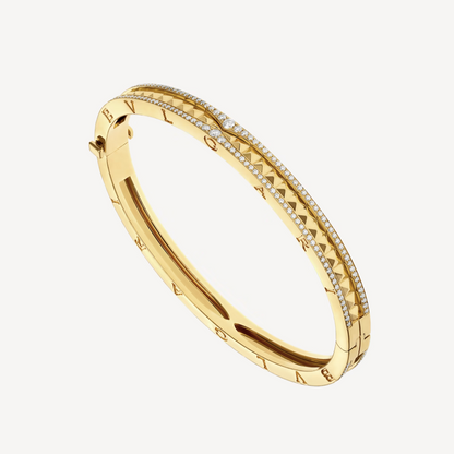 [⭐Marins]ZERO 1 SPIRAL AND PAVED DIAMOND GOLD BRACELET