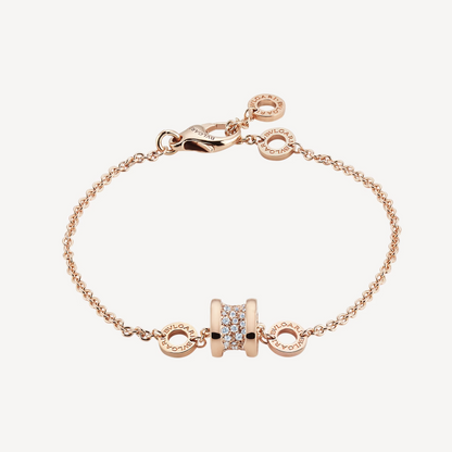 [⭐Marins]ZERO 1 SOFT PINK GOLD WITH PAVED DIAMONDS ON THE SPIRAL BRACELET