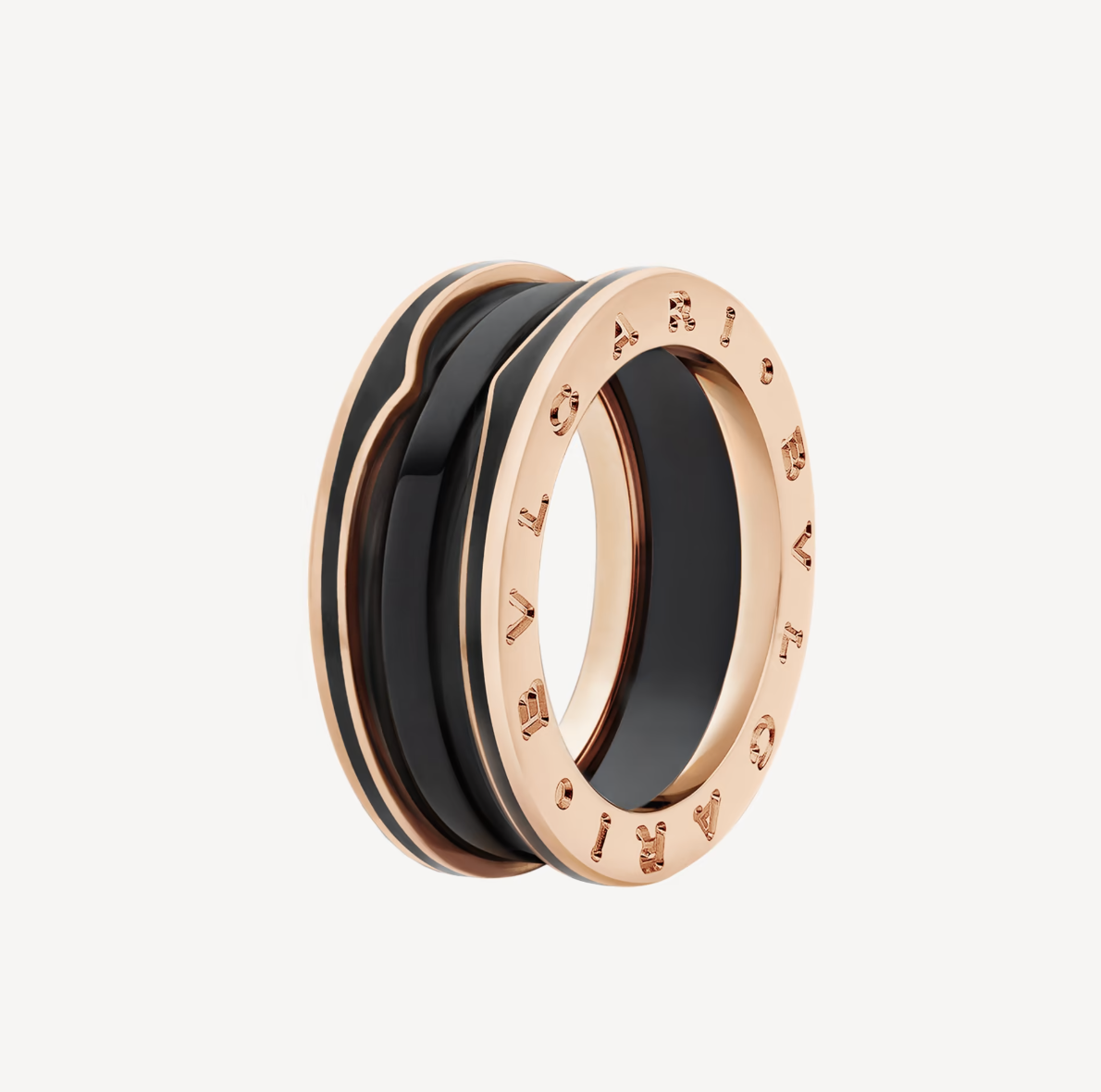 [⭐Marins]ZERO 1 TWO-BAND WITH MATTE BLACK CERAMIC PINK GOLD RING