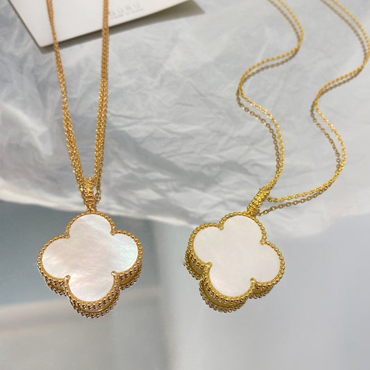 [Marin-Jewelry]CLOVER 25MM MOP LARGE PENDANT NECKLACE