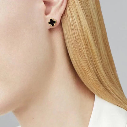 [Marin-Jewelry]CLOVER MINI 9.5MM BLACK MOP EARRINGS