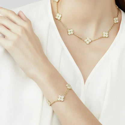 [Marin-Jewelry] CLOVER 5 MOTIF FULL DIAMOND BRACELET COLLECTION