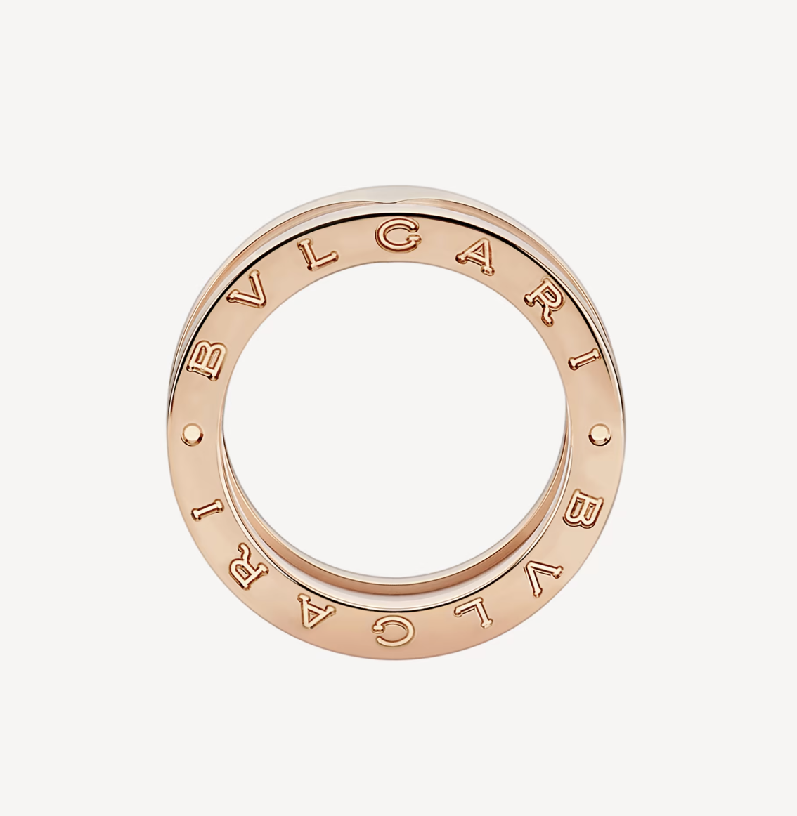 [⭐Marins]ZERO 1 TWO-BAND LOOPS AND WHITE CERAMIC SPIRAL PINK GOLD RING