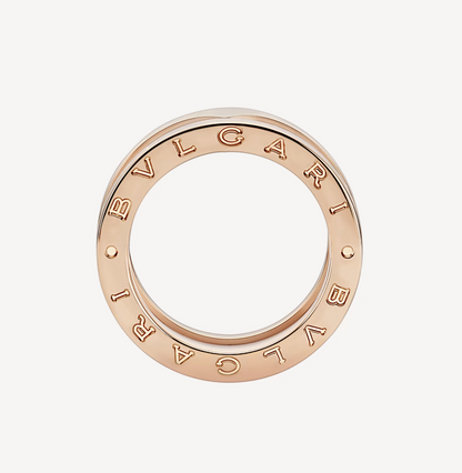 [⭐Marins]ZERO 1 TWO-BAND LOOPS AND WHITE CERAMIC SPIRAL PINK GOLD RING