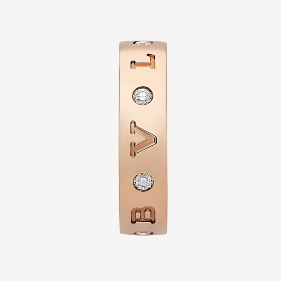 [⭐Marins]ZERO 1 ESSENTIAL PINK GOLD BAND WITH DIAMONDS RING